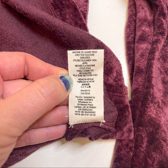 We the Free Milan Maroon Velvet Long Sleeve Blouse S - Picture 6 of 8